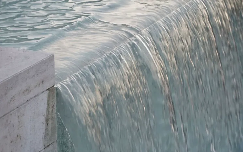 The cascading water wall at The Bristol's arrival court, developer render